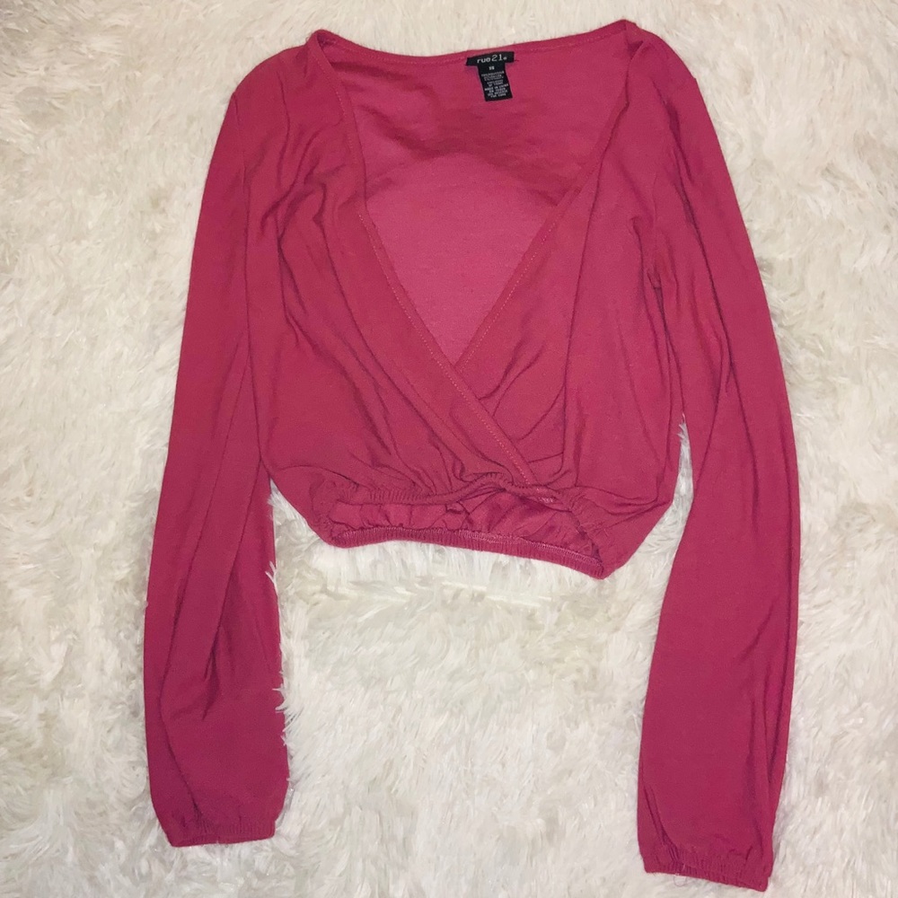 MAUVE V NECK CROP TOP 💗